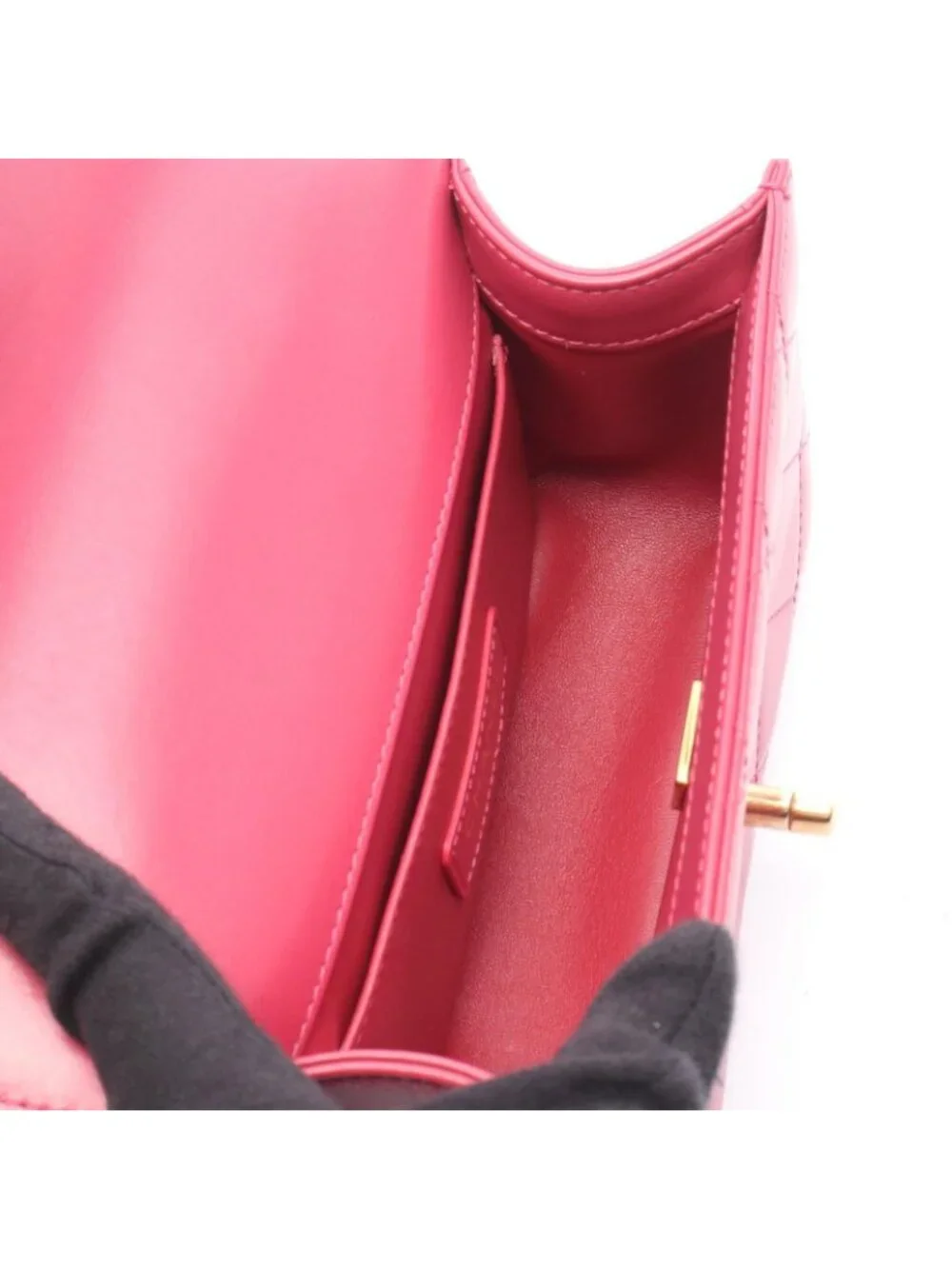 Chanel Shoulder Bag Quilted Flap Magenta Leather Chain